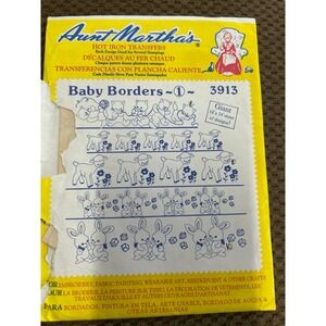 Aunt Martha's 3913 Baby Borders 1 Hot Iron Transfer Embroidery Pattern Vintage